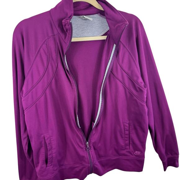Nike Purple Full Zip Mock Neck Stretchy Athletic Jacket Women's Size XL - Picture 4 of 7